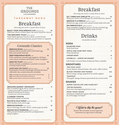 The Cafe Menu - Breakfast & Lunch | The Grounds of Alexandria